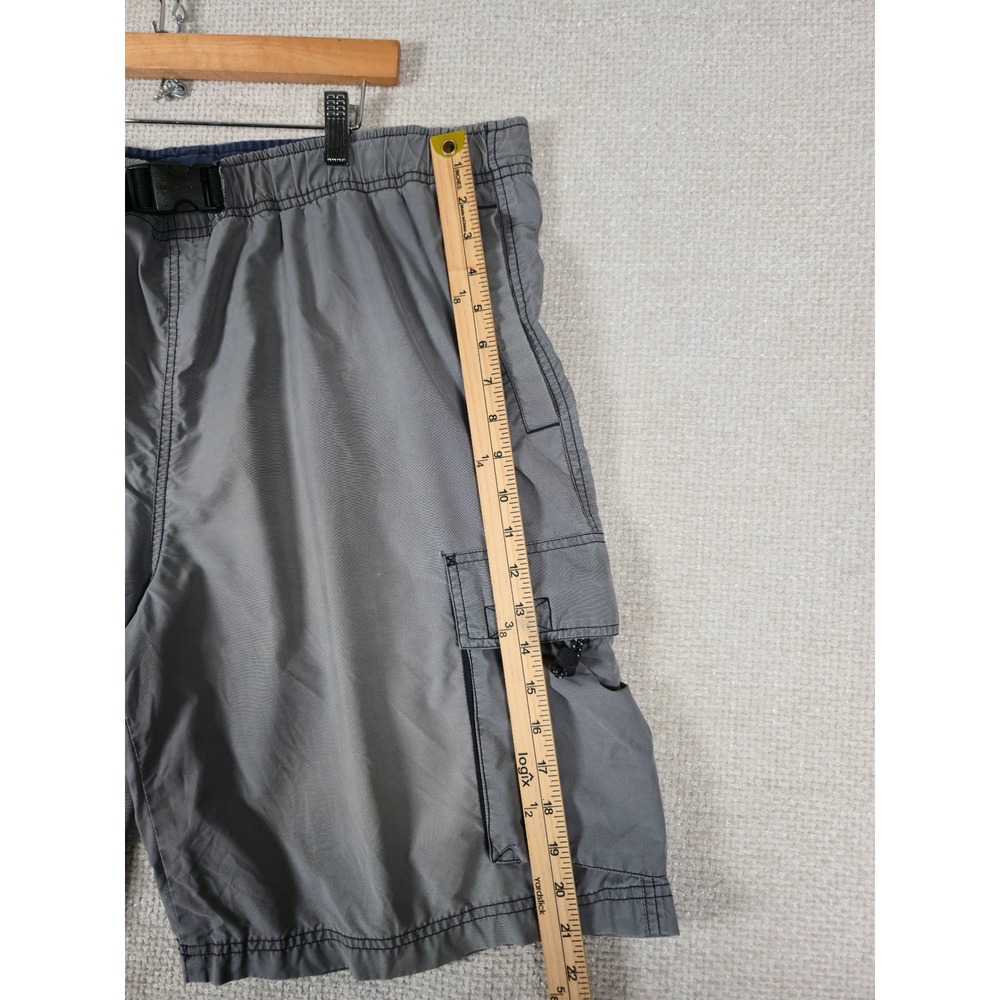 Old Navy Trek Cargo Shorts Gray Mens Large Y2K Techwear Baggy Gorpcore Belted - Picture 9 of 14